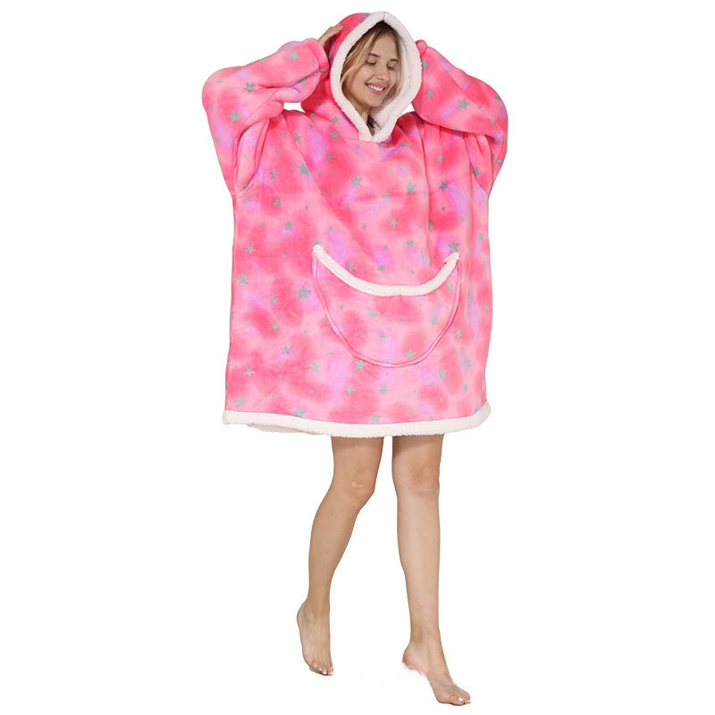 Cozy Lamb Wool Hooded Blanket Pullover | Warm & Soft Wearable Blanket