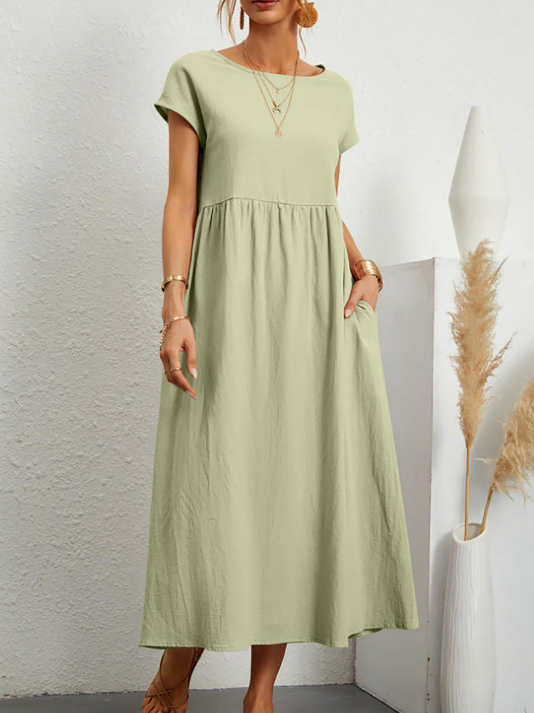 Sleeveless Cotton Linen Pocket Dress | Comfortable Versatile Style