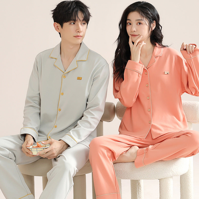 Cotton Couple Pajamas Set | Long Sleeve Cozy Home Wear