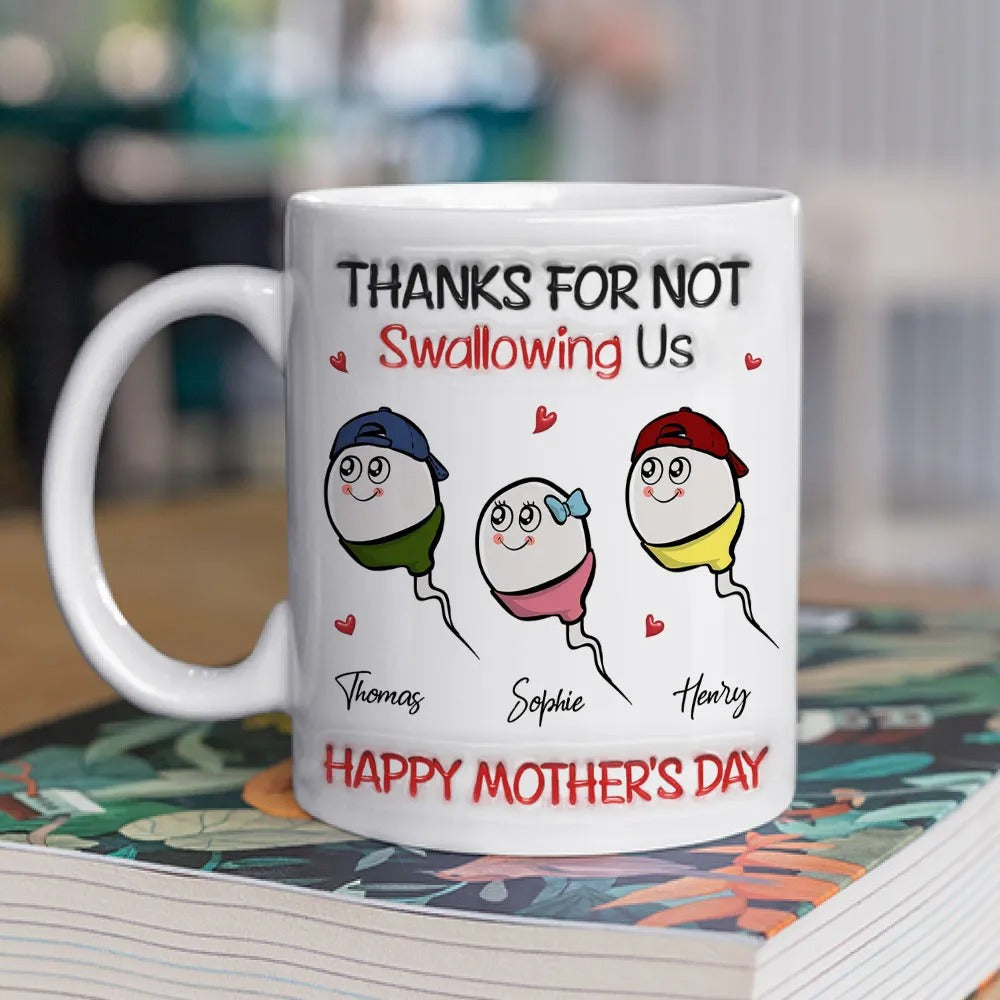 Family Cartoon Heart Design Ceramic Mug | Fun and Charming