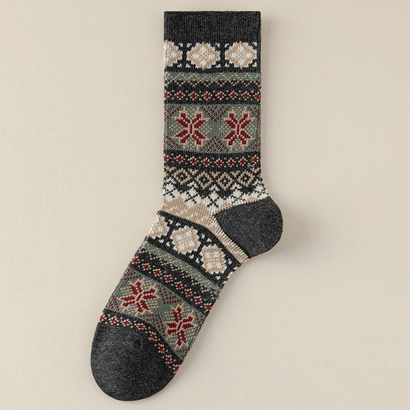 Men's Retro Geometric Pattern Cotton Socks | Stylish & Comfortable