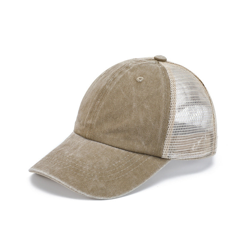 Washed Cotton Baseball Cap with Mesh Panels | Stylish & Breathable