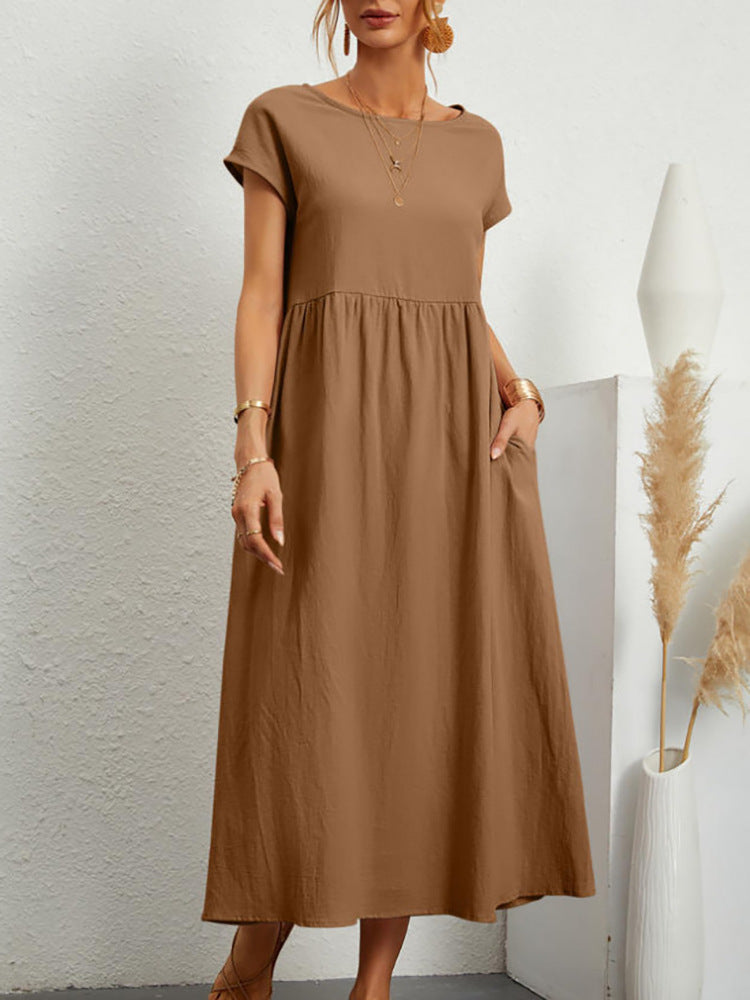 Sleeveless Cotton Linen Pocket Dress | Comfortable Versatile Style