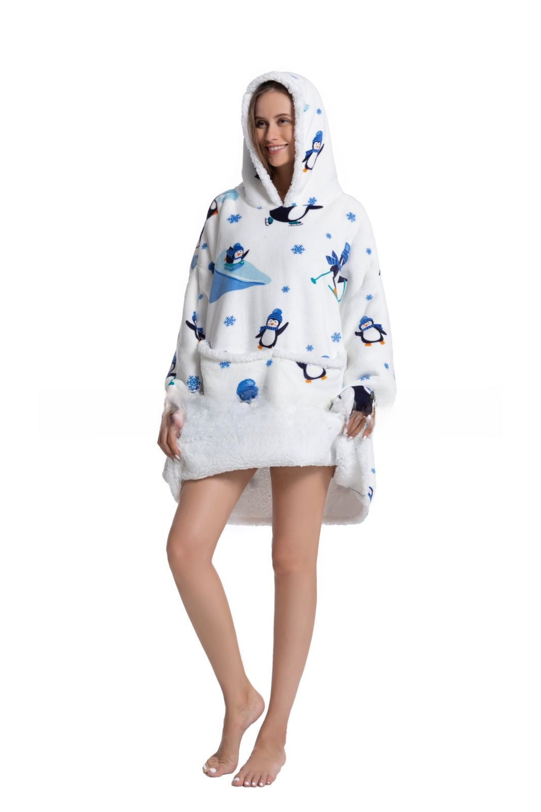 Cozy Lamb Wool Hooded Blanket Pullover | Warm & Soft Wearable Blanket