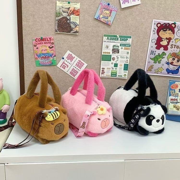 Adorable Cartoon Panda Plush Toy Crossbody Bag for Teens