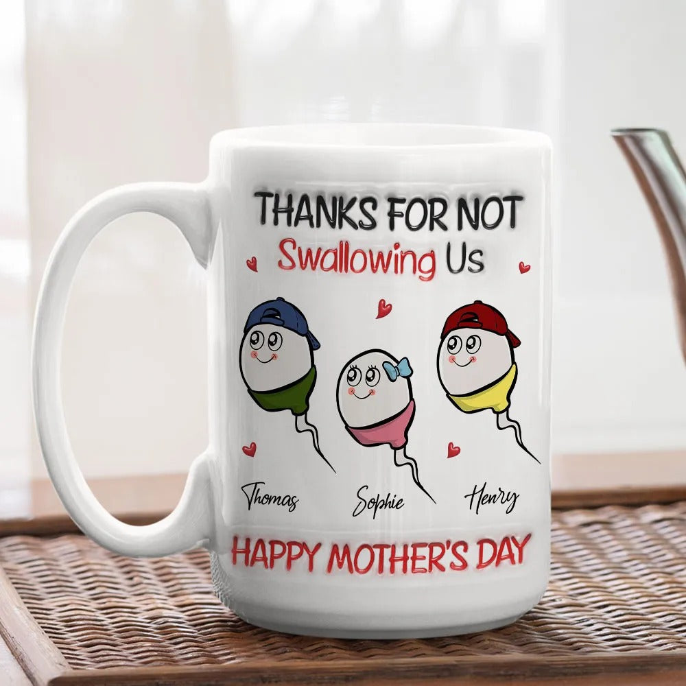 Family Cartoon Heart Design Ceramic Mug | Fun and Charming