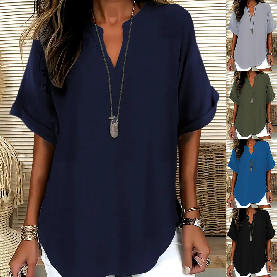 Loose Solid Color Women's Casual Shirt | Chic Summer Relaxation