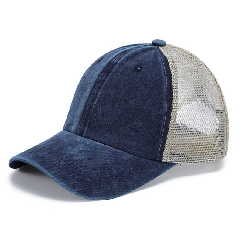 Washed Cotton Baseball Cap with Mesh Panels | Stylish & Breathable