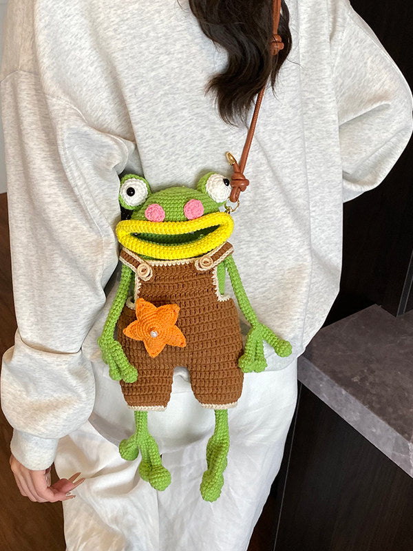 Quirky Frog Crochet Phone Crossbody Bag | Unique Fashion Accessory
