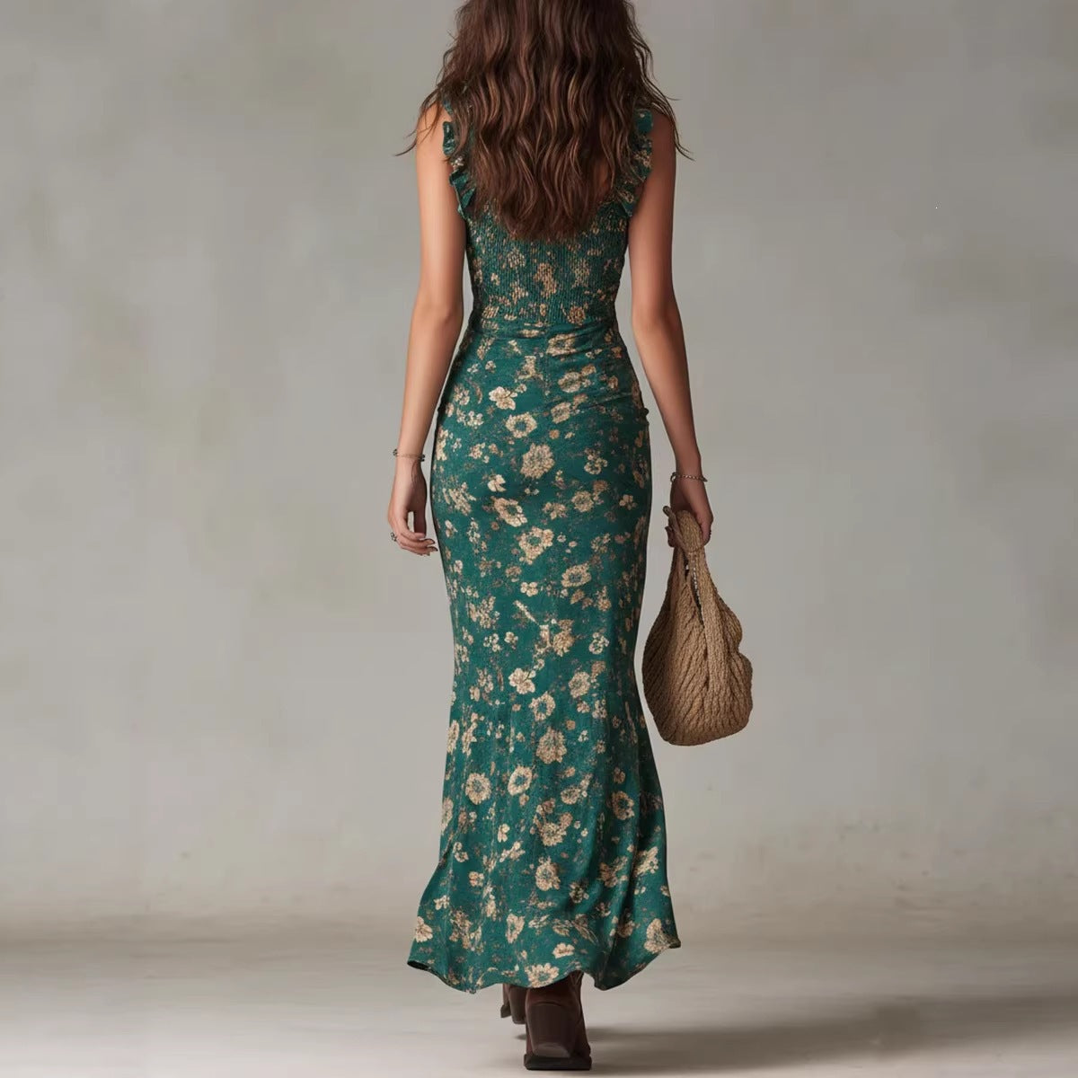 Bohemian Ruffled Sleeveless High-Slit Dress | Chic Summer Style