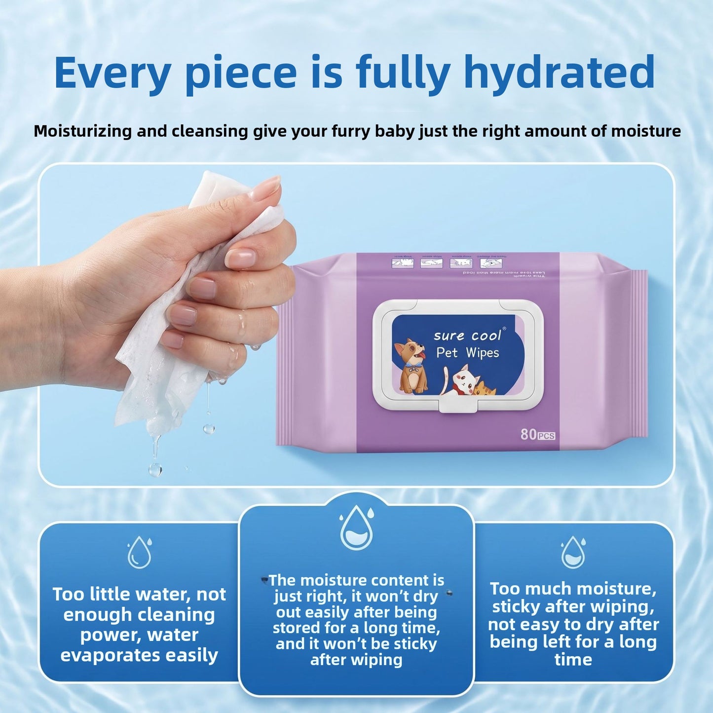 Gentle Pet Cleaning Wet Wipes | Herbal Scent for Freshness