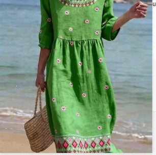 Women's Mid-Length Sleeve Dress with Pockets | Stylish and Comfortable