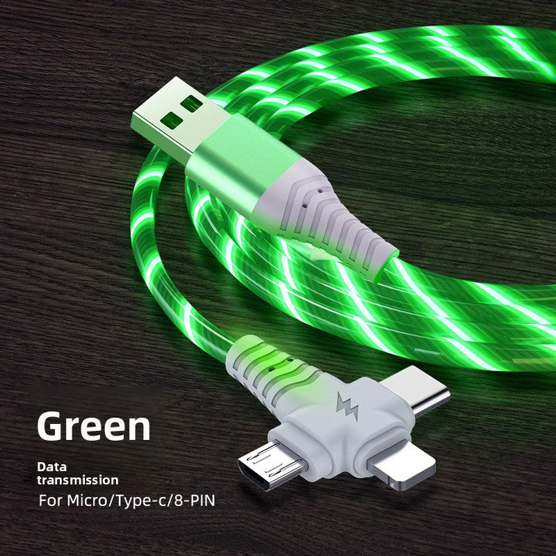 Rotating Multi-Head USB Fast Charging Cable with LED Light