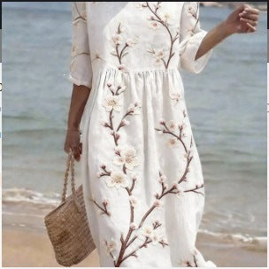 Women's Mid-Length Sleeve Dress with Pockets | Stylish and Comfortable