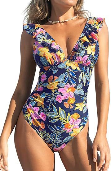 Stylish Women's One-Piece Swimsuit with Ruffles | Elegant & Comfortable