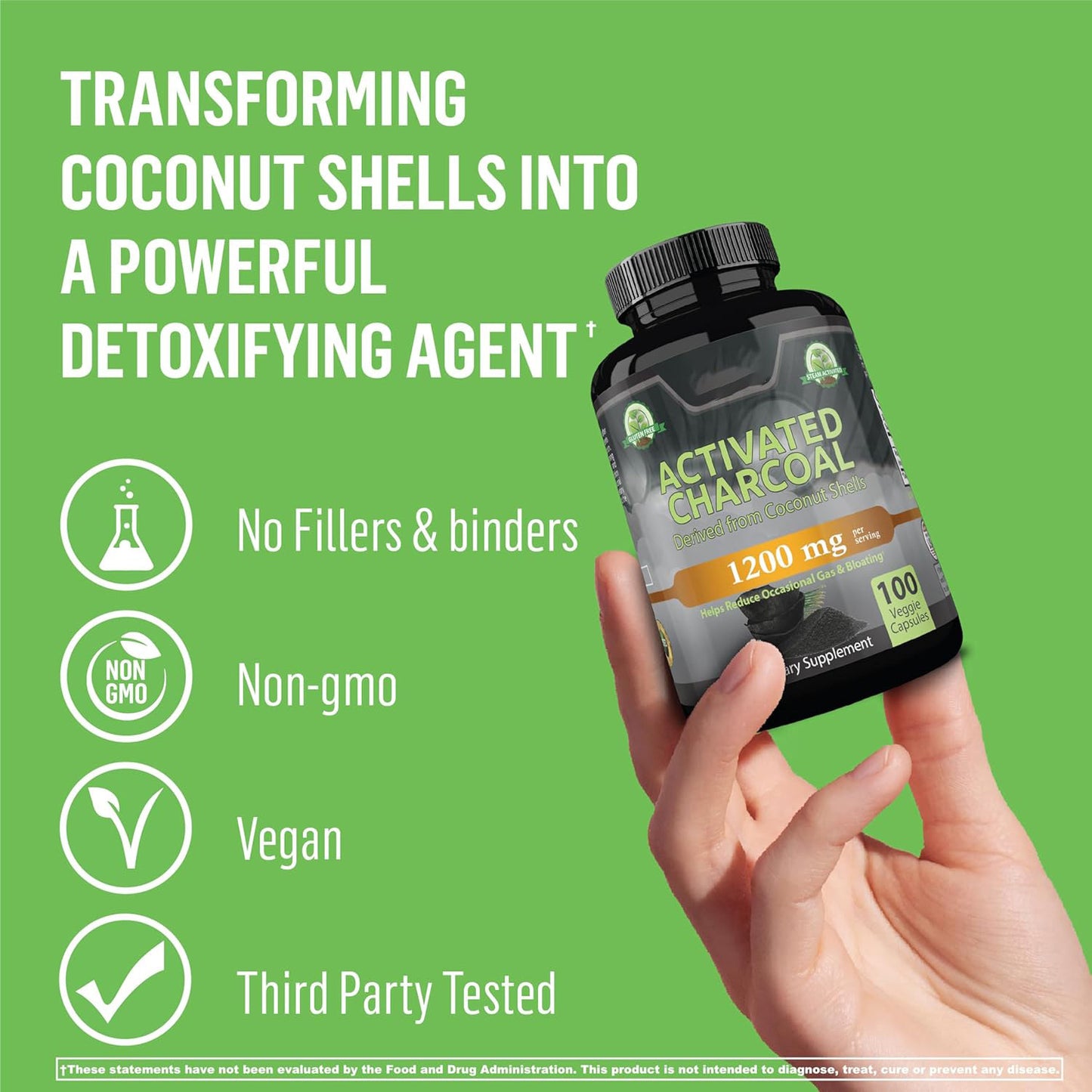 Detox Coconut Charcoal Capsules | Natural Digestive Supplement