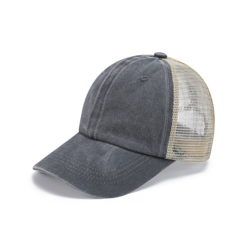 Washed Cotton Baseball Cap with Mesh Panels | Stylish & Breathable
