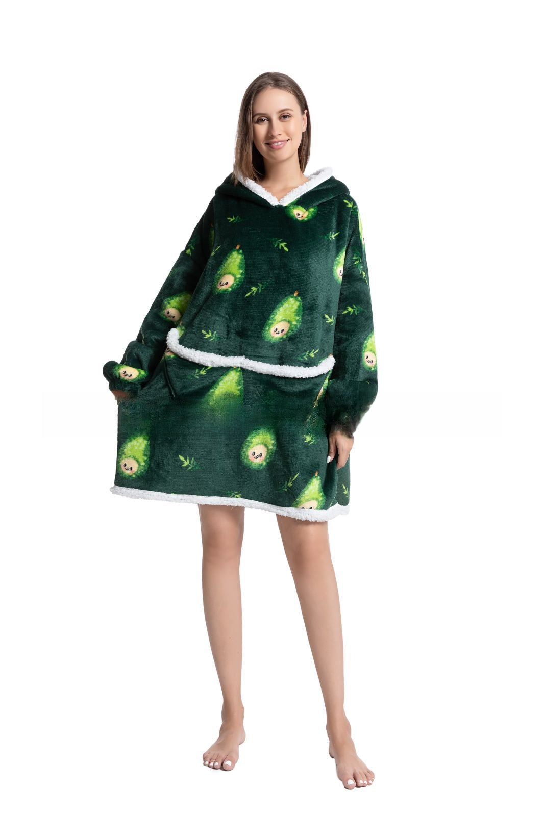 Cozy Lamb Wool Hooded Blanket Pullover | Warm & Soft Wearable Blanket