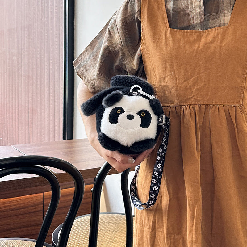 Adorable Cartoon Panda Plush Toy Crossbody Bag for Teens