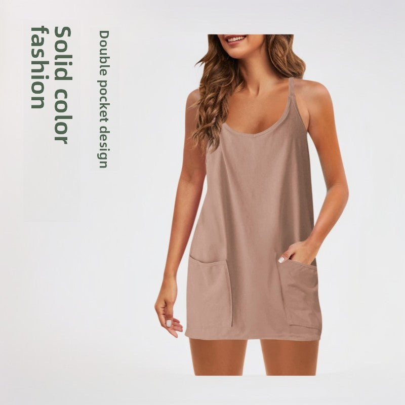Solid Color Knit Dress with Pockets | Stylish & Versatile Wear