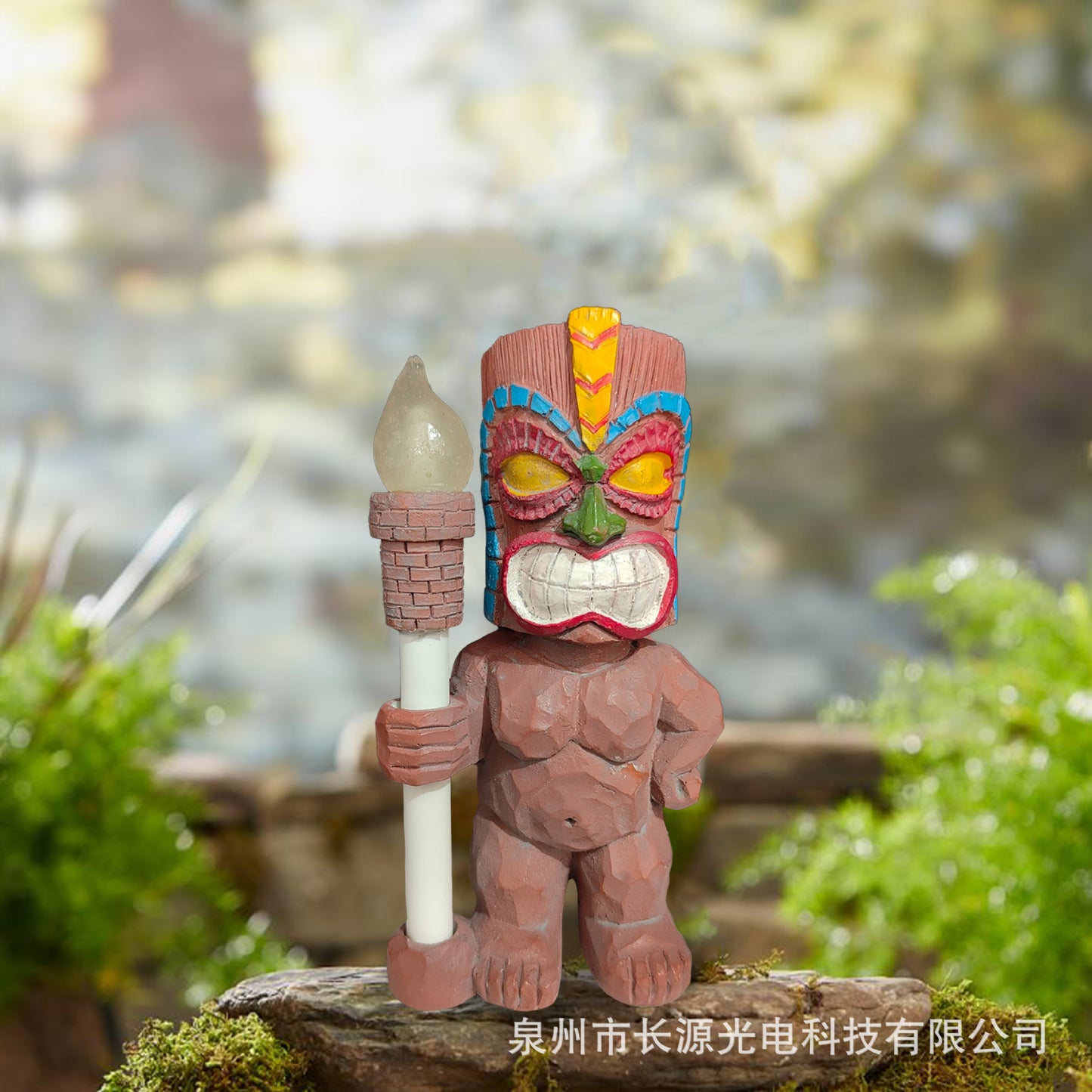 Smiley Totem Solar Resin Garden Decoration | Whimsical Outdoor Charm