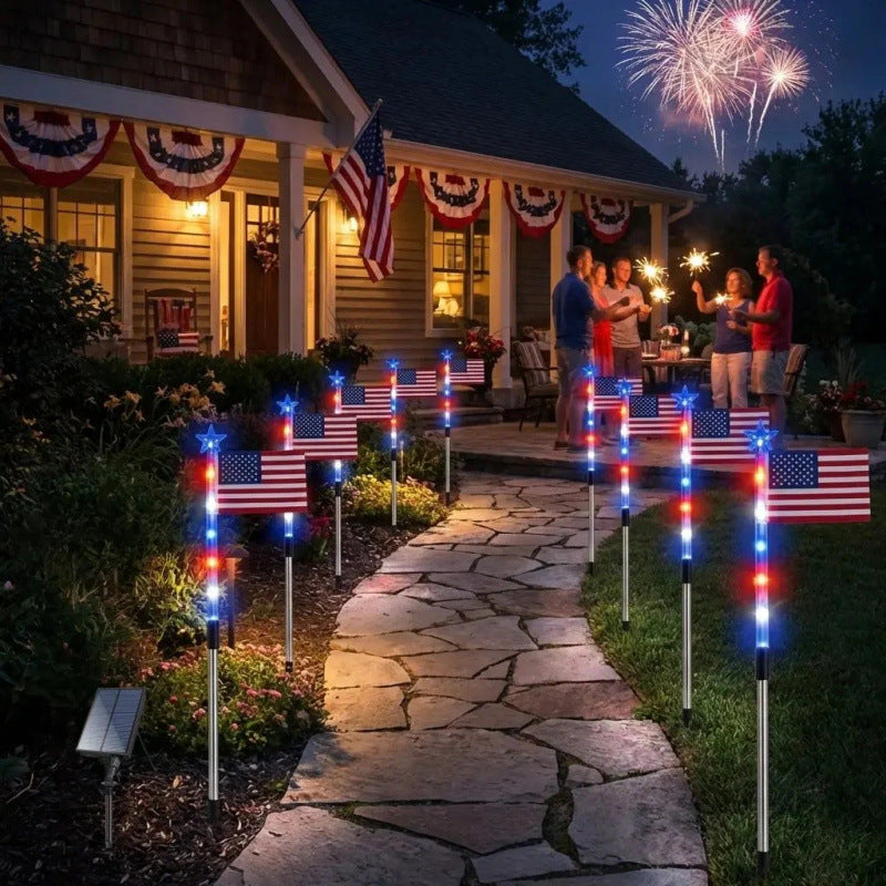 Solar Powered Patriotic Flag Light | Eco-Friendly Outdoor Decor