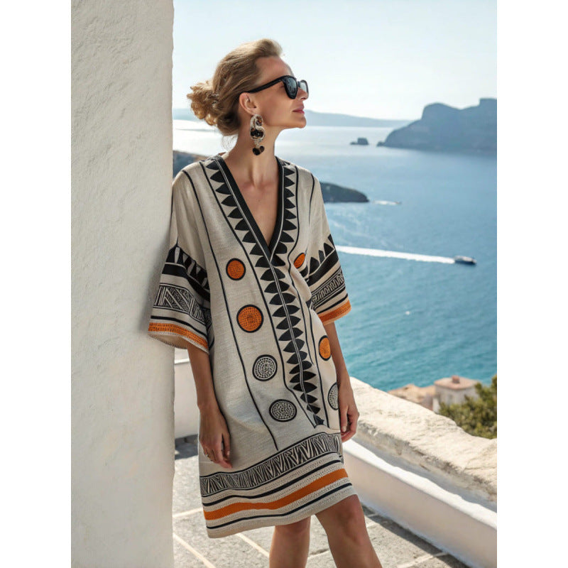 Floral Print V-Neck Midi Dress | Stylish and Comfortable Summer Wear