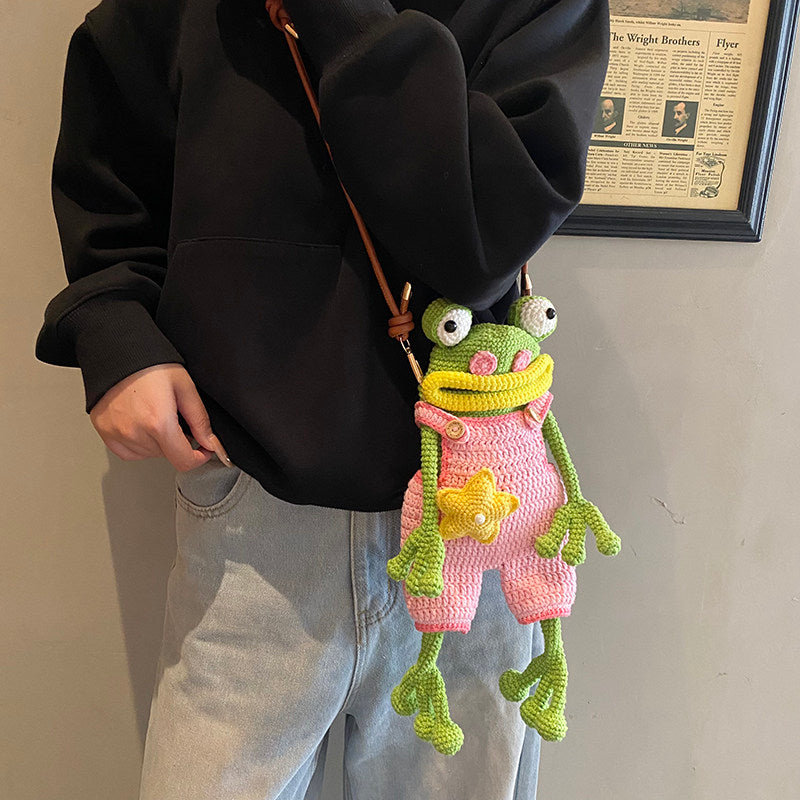 Quirky Frog Crochet Phone Crossbody Bag | Unique Fashion Accessory