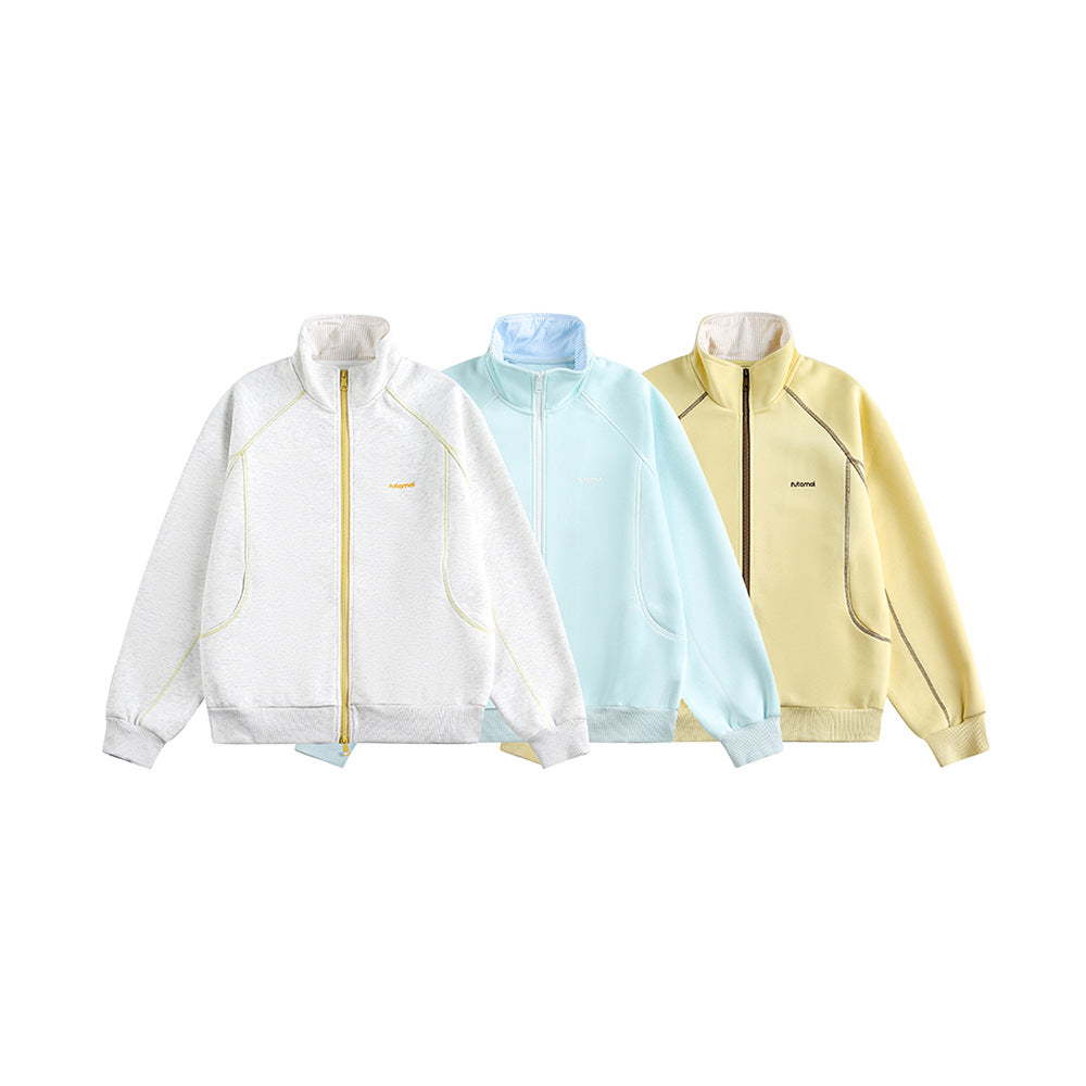 Vintage Deconstructed Stand Collar Sweatshirt | Timeless Design