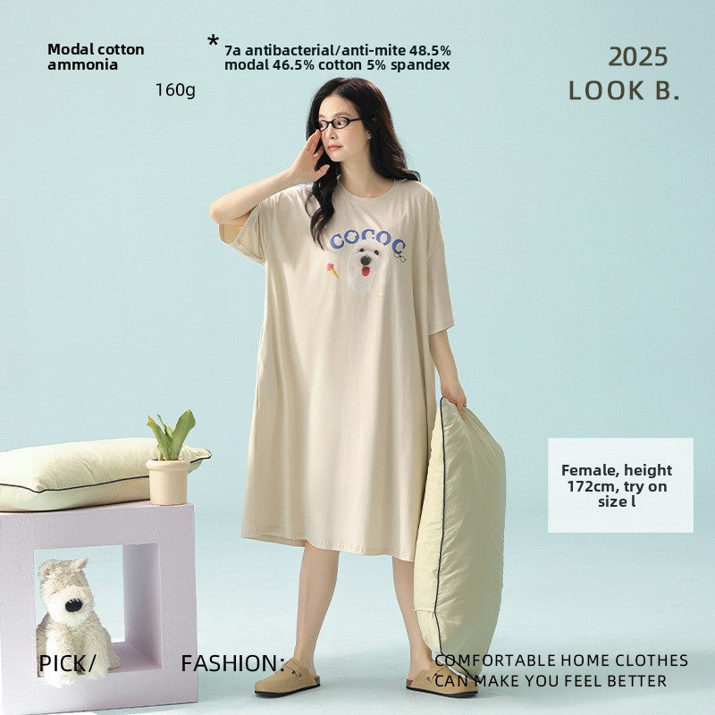 Modal Summer Nightgown | Comfortable Loose Home Dress