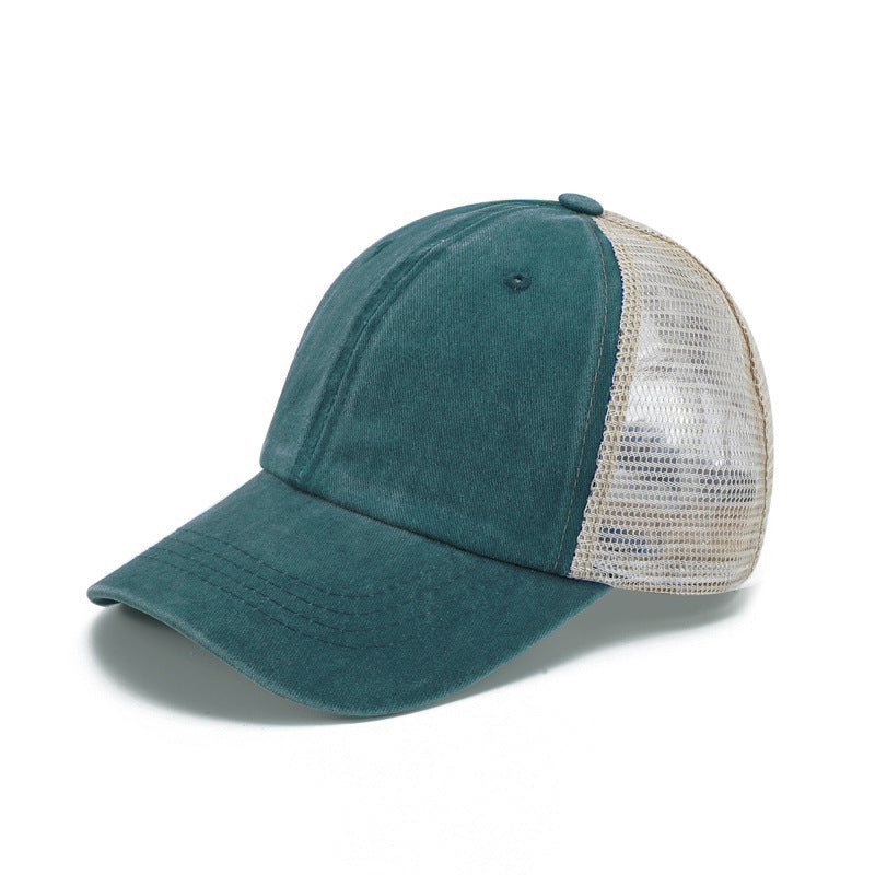 Washed Cotton Baseball Cap with Mesh Panels | Stylish & Breathable
