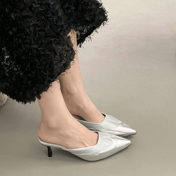 Vintage Stiletto Heel Slippers | Elegant Retro Comfort Footwear