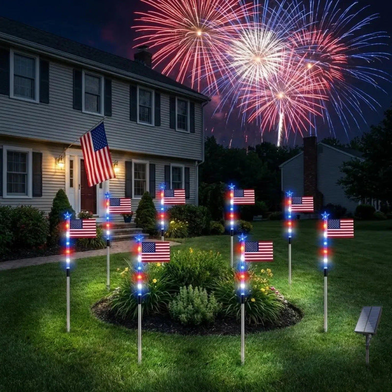 Solar Powered Patriotic Flag Light | Eco-Friendly Outdoor Decor