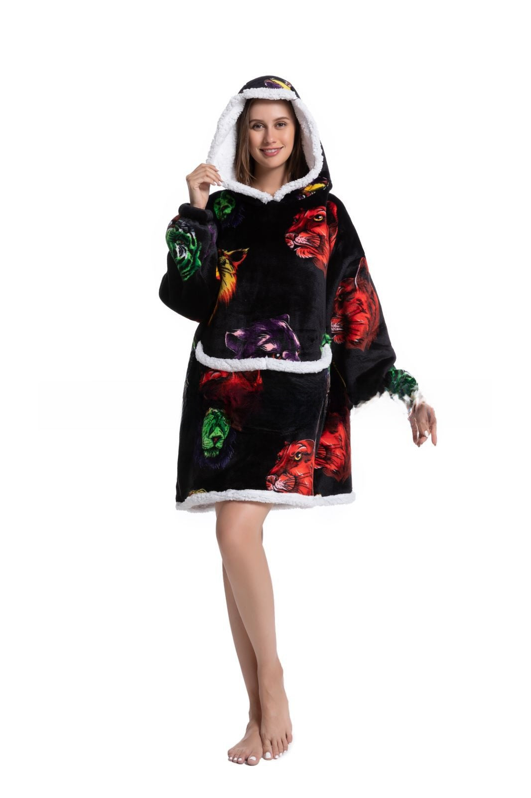 Cozy Lamb Wool Hooded Blanket Pullover | Warm & Soft Wearable Blanket