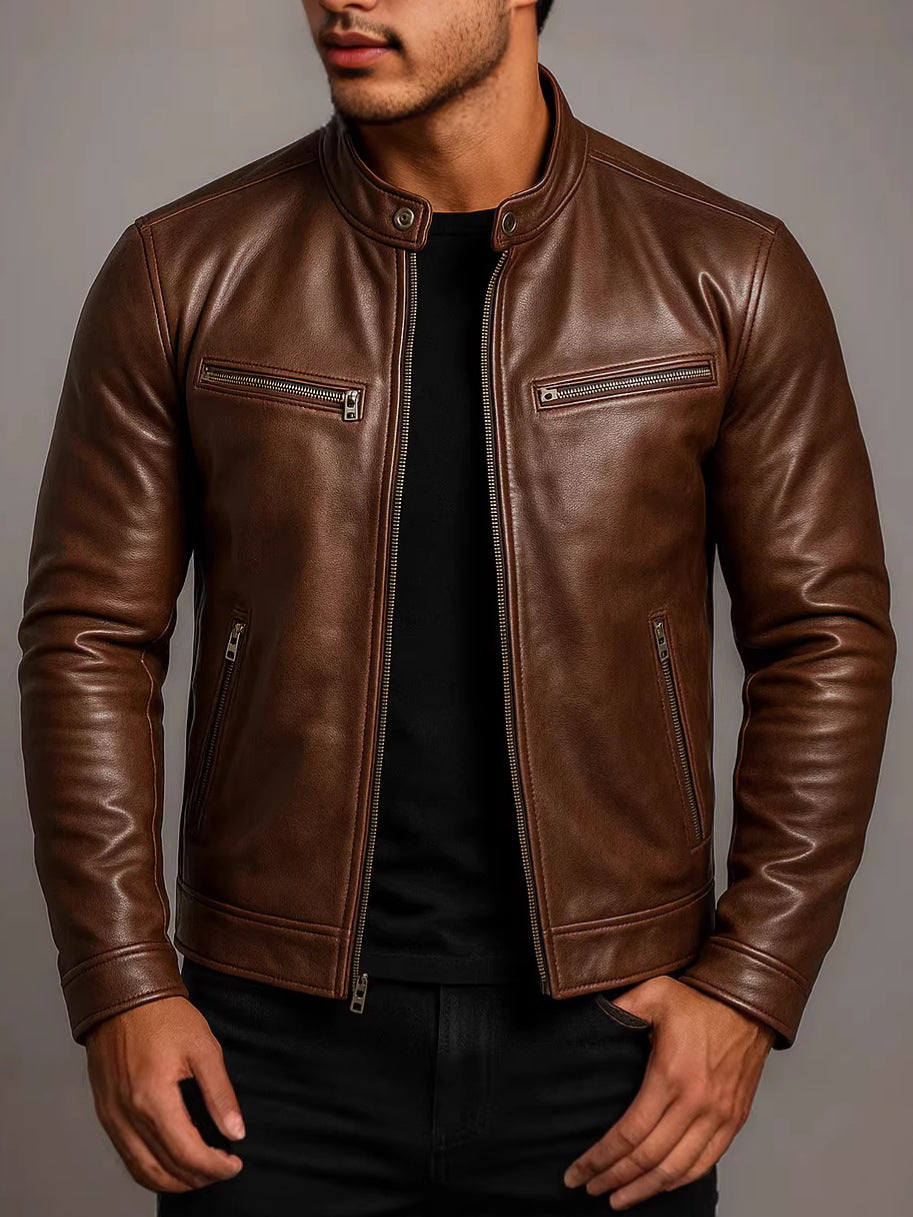 Men's PU Leather Biker Jacket | Stylish Windproof Outerwear
