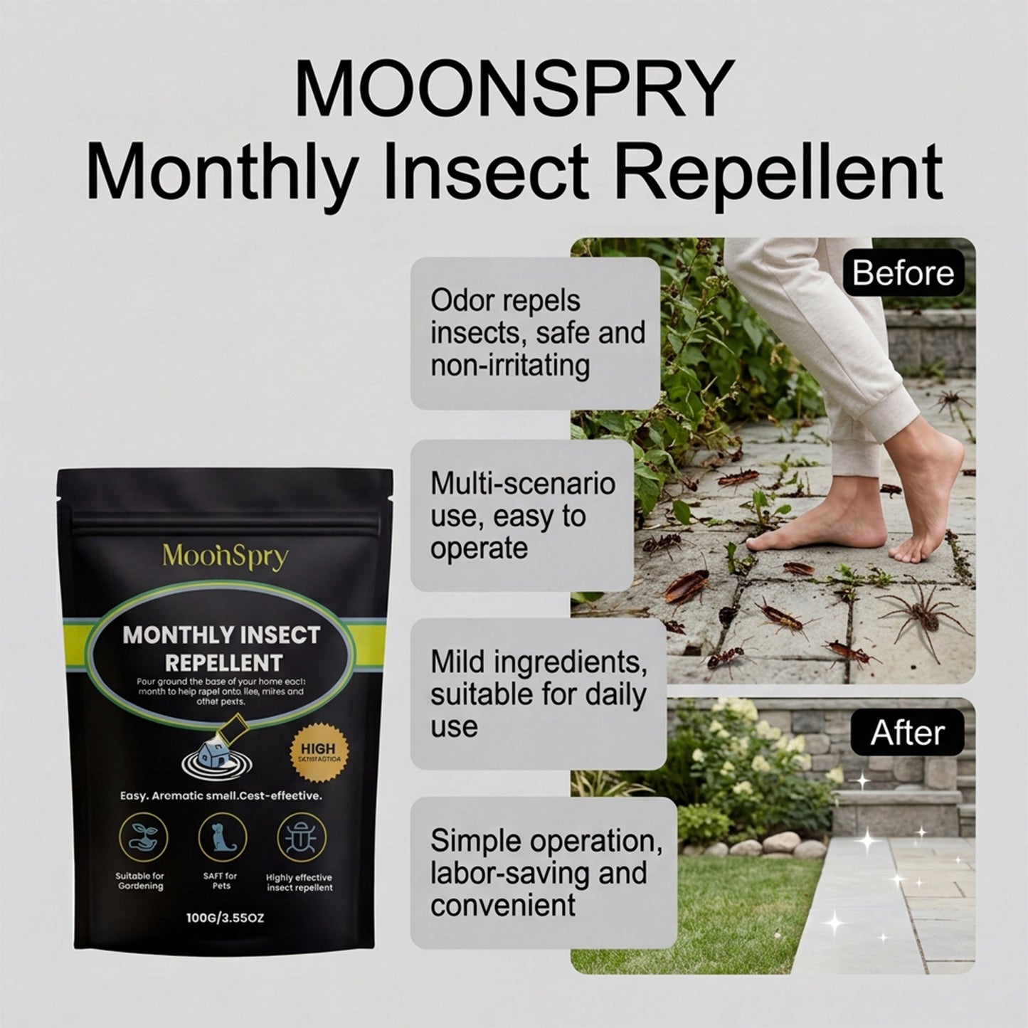 Odorless Insect Repellent Powder for Home and Garden Use