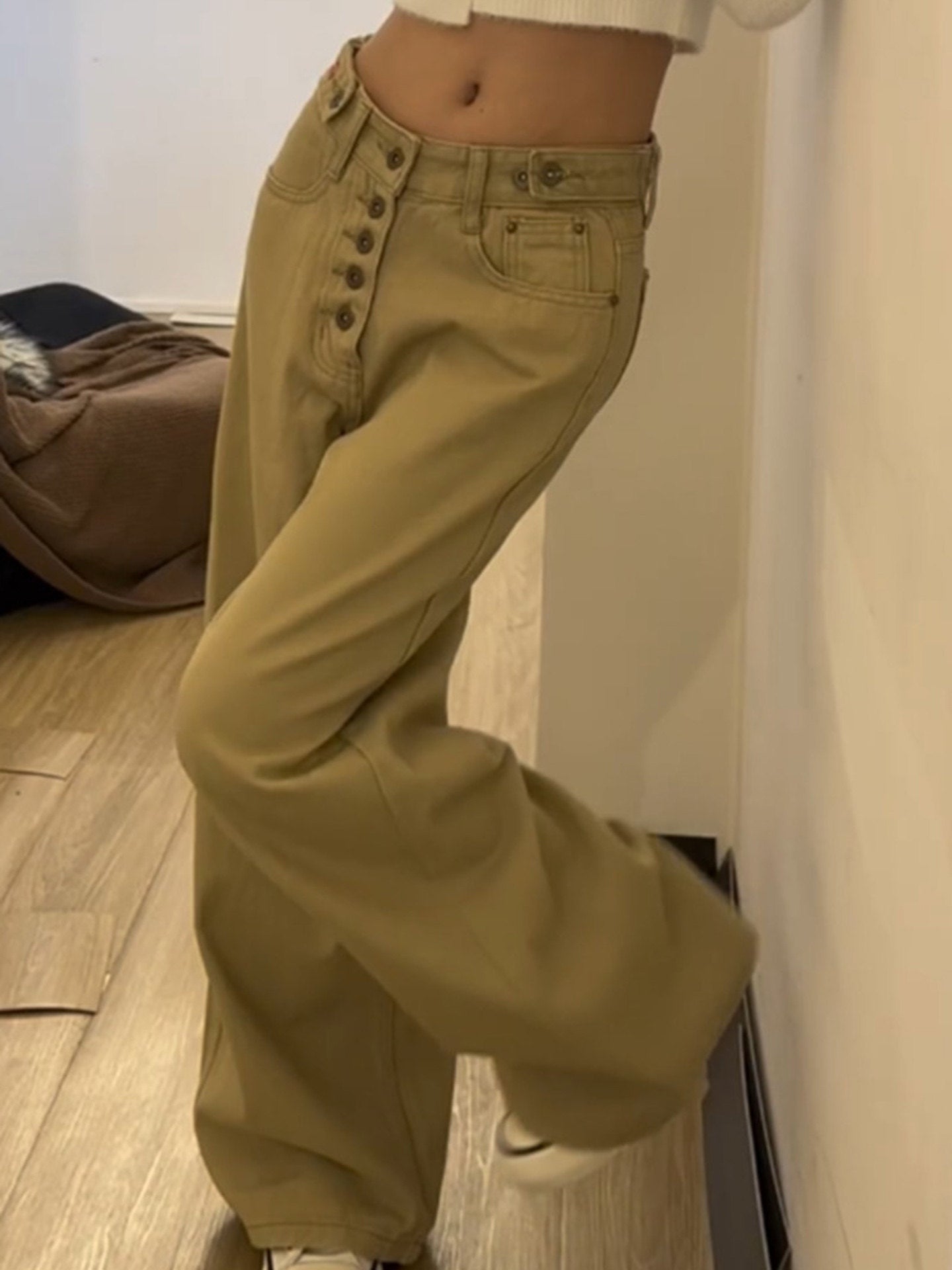 Embroidered Adjustable Washed Denim Pants | Versatile Fashion Choice