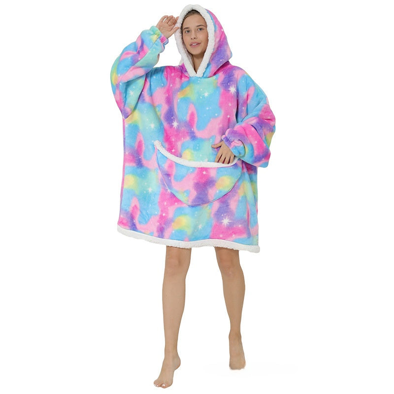 Cozy Lamb Wool Hooded Blanket Pullover | Warm & Soft Wearable Blanket