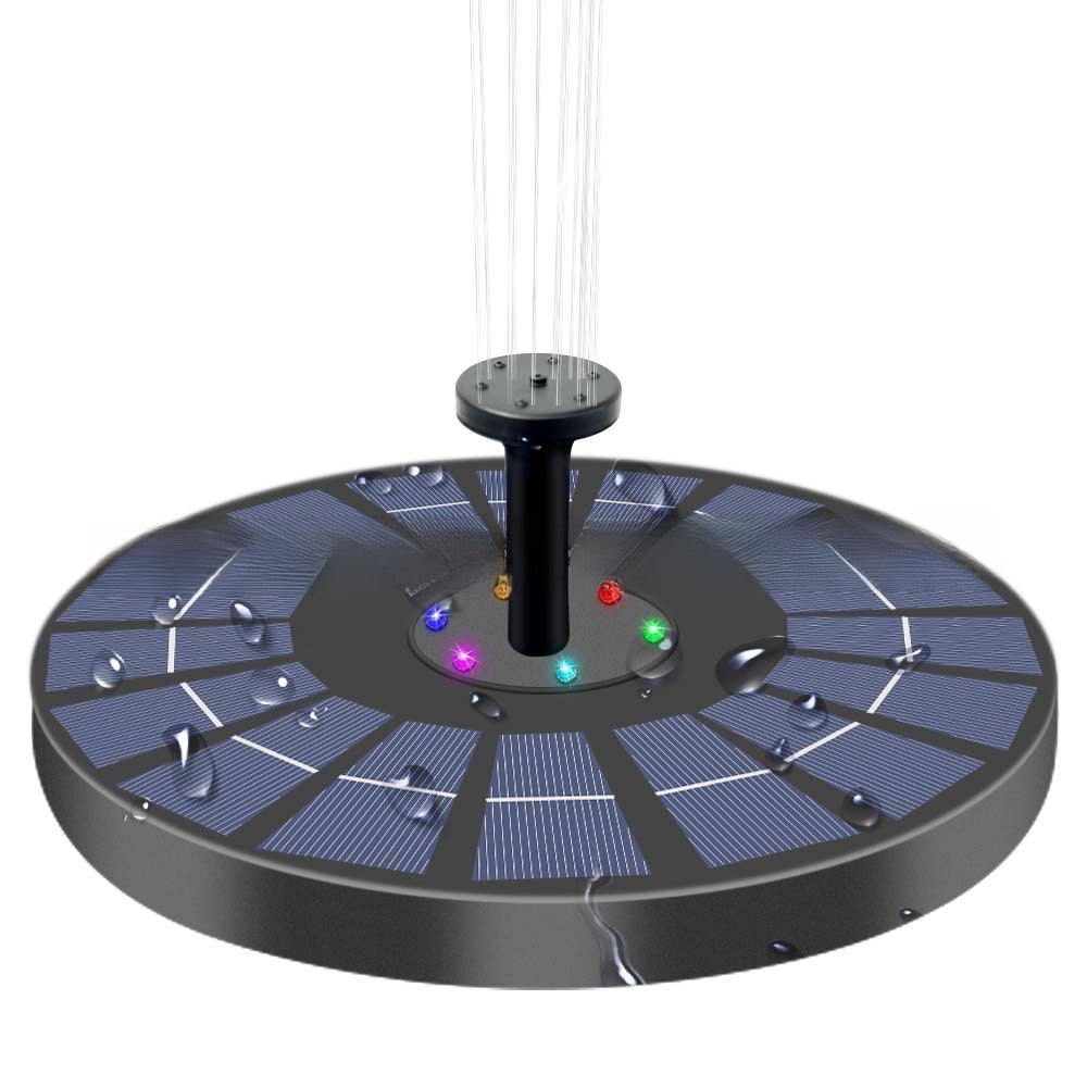 Solar Powered Floating Fountain Pump with LED Lights | Eco-Friendly Decoration