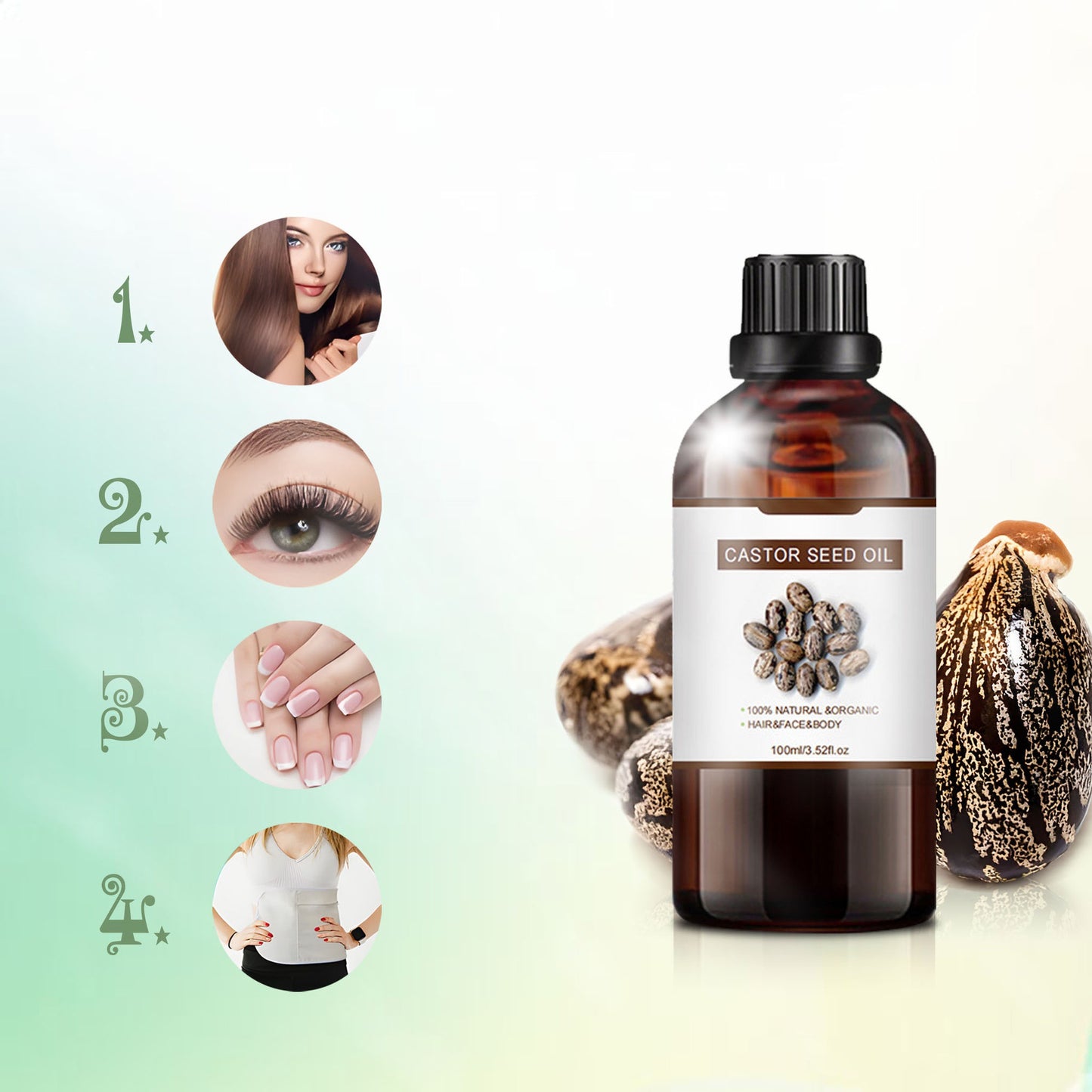 Organic Cold-Pressed Castor Oil for Skincare & Haircare