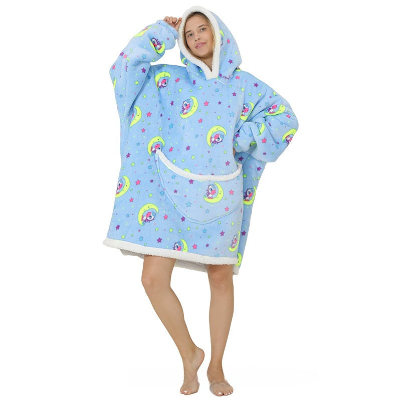 Cozy Lamb Wool Hooded Blanket Pullover | Warm & Soft Wearable Blanket