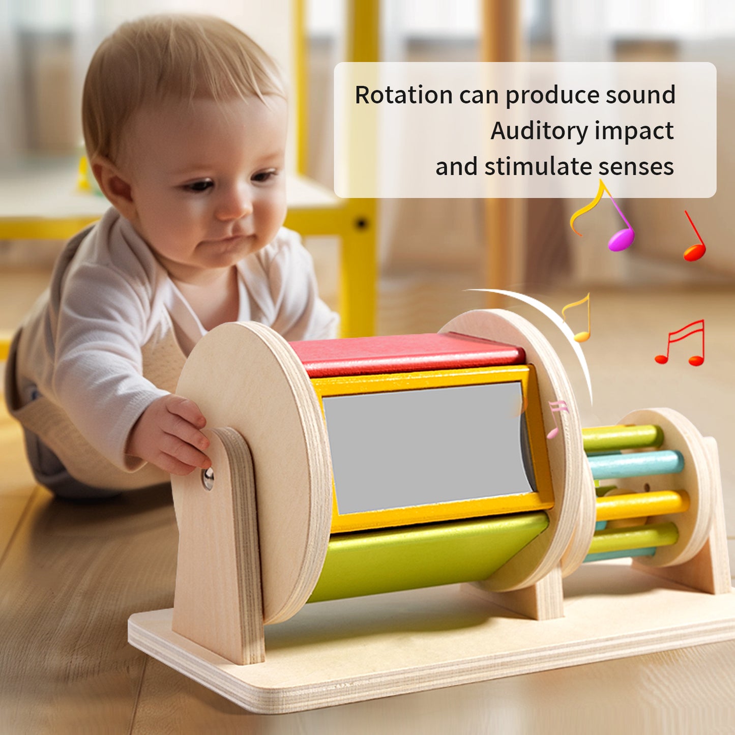 Montessori Wooden Textile Drum Toy | Fun & Educational Play
