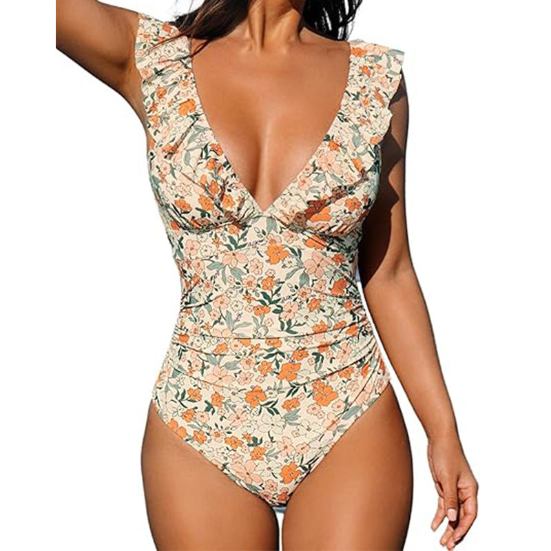 Stylish Women's One-Piece Swimsuit with Ruffles | Elegant & Comfortable