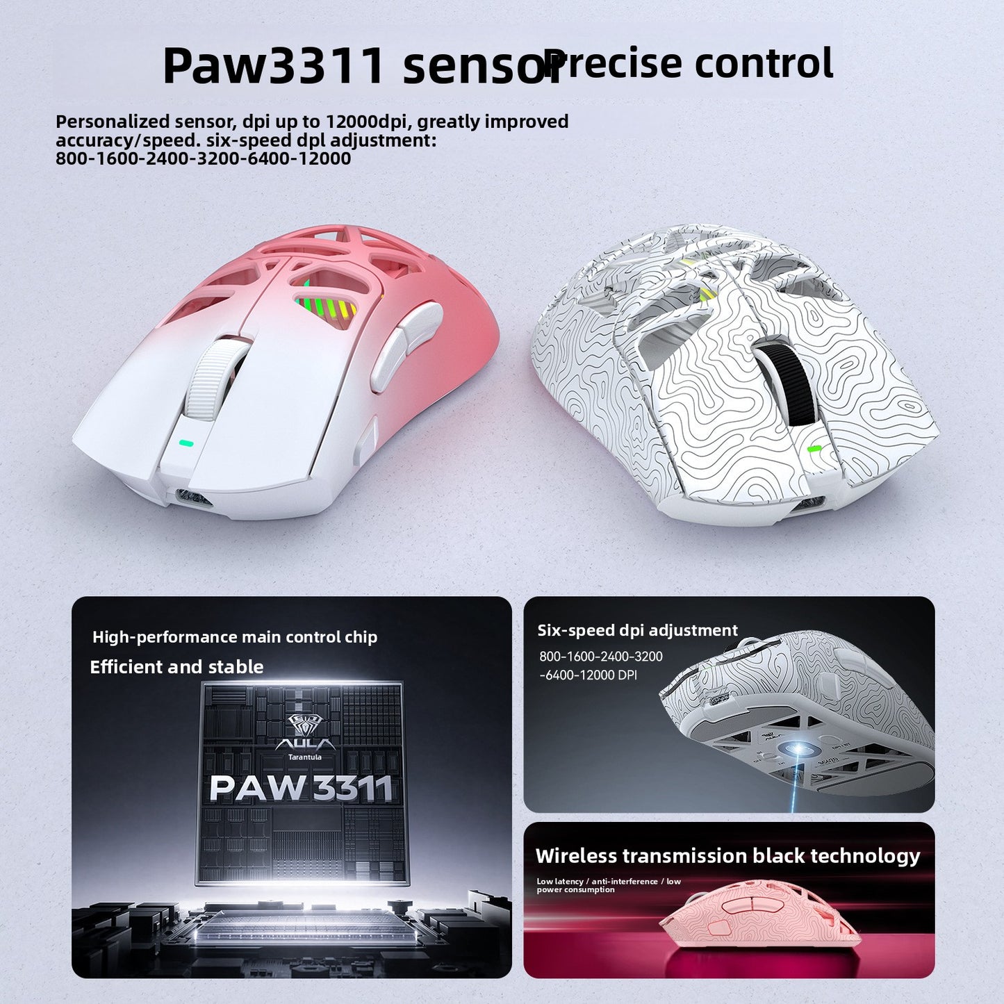 Tri-Mode Wireless Gaming Mouse | Lightweight High Precision Performance