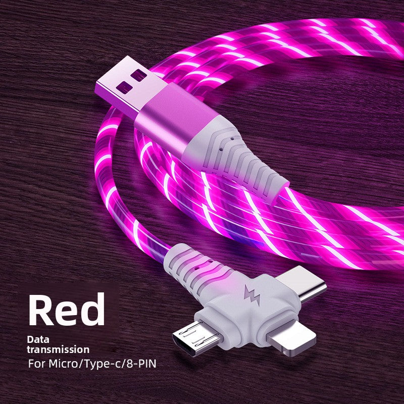 Rotating Multi-Head USB Fast Charging Cable with LED Light