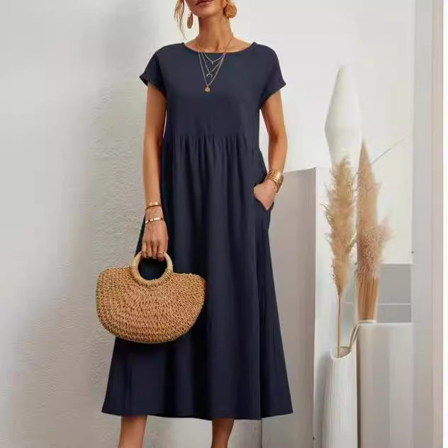 Sleeveless Cotton Linen Pocket Dress | Comfortable Versatile Style