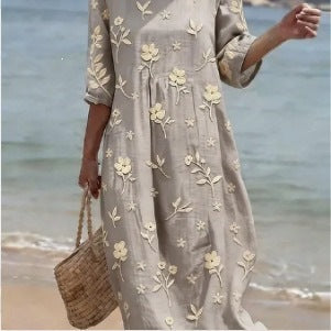 Women's Mid-Length Sleeve Dress with Pockets | Stylish and Comfortable