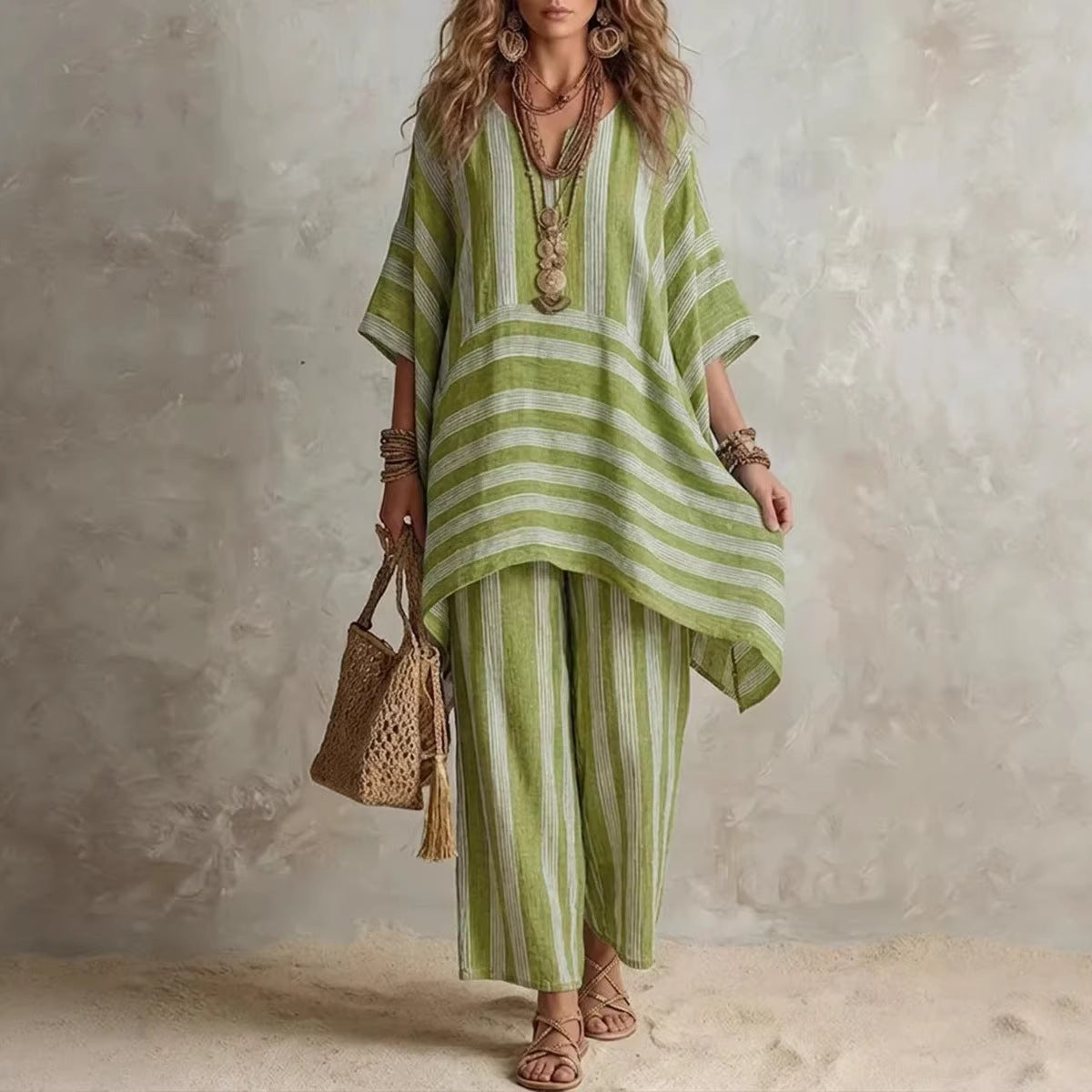 Stylish Women's Striped Casual Two-Piece Set | Effortless Fashion