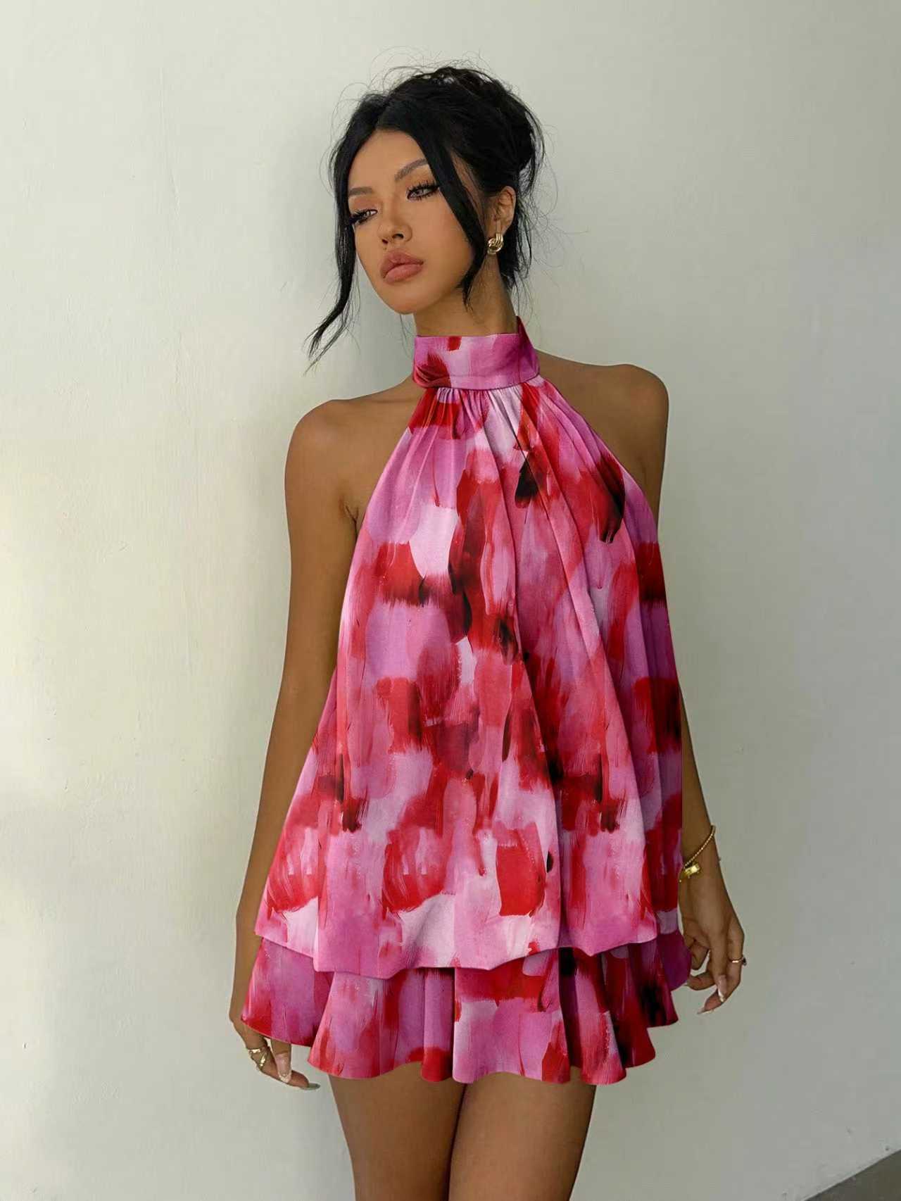 Stylish Short Skirt Dress | Sexy Backless Halter Neck Design
