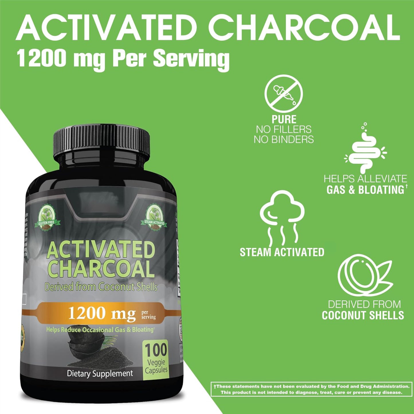 Detox Coconut Charcoal Capsules | Natural Digestive Supplement